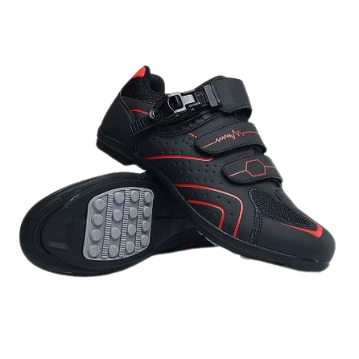 Chaussures de cyclisme unisexes avec boucle et lacets