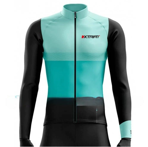 XTRIAT Maillot de cyclisme d'hiver pour homme | Doublure polaire, chaud et résistant au froid