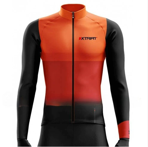 XTRIAT Maillot de cyclisme d'hiver pour homme | Doublure polaire, chaud et résistant au froid