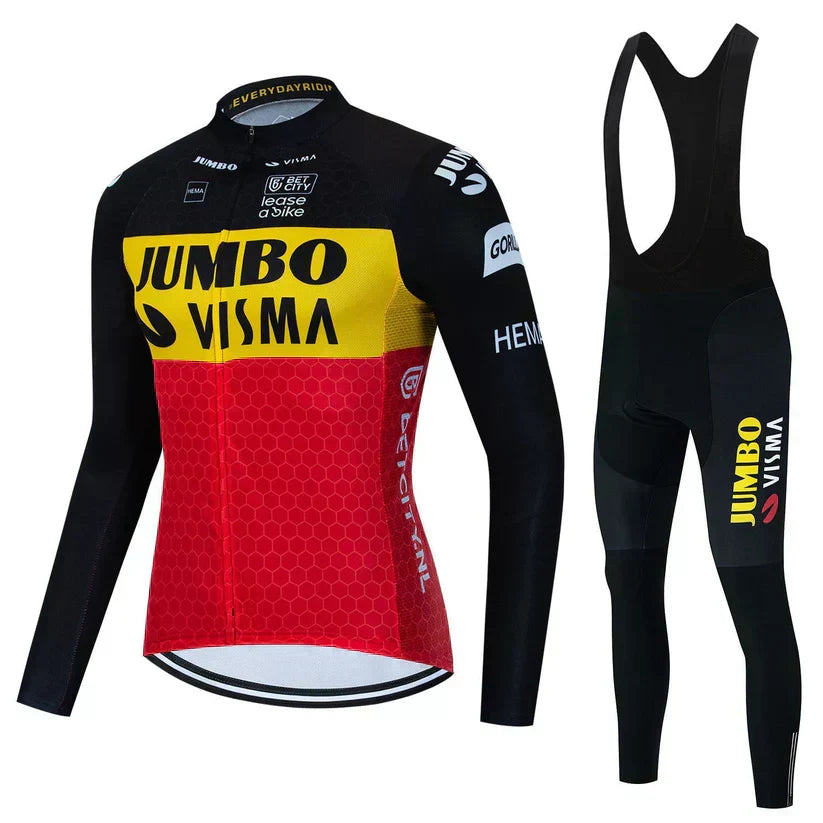 Jumbo-Visma | Ensemble de vêtements de cyclisme à manches longues professionnel