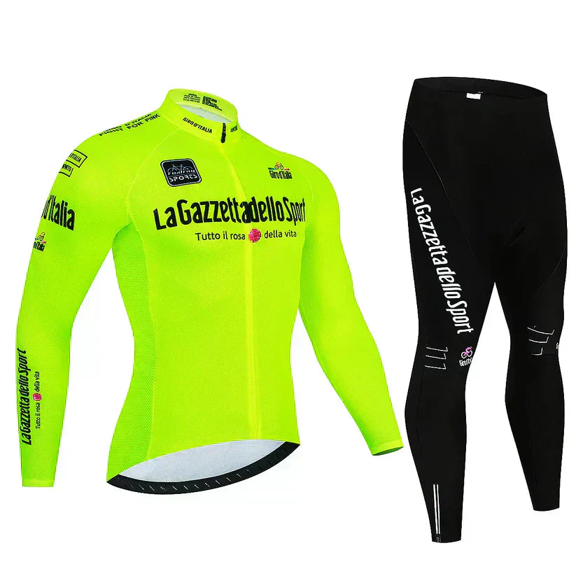 Giro d’Italie | Maillot de cycliste professionnel à manches longues – version avec doublure polaire